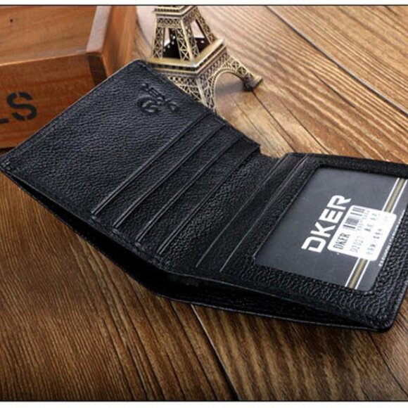New Men's Leather Bifold ID Credit Card Holder Mini Wallet Thin Purse Billfold - Picture 1 of 7